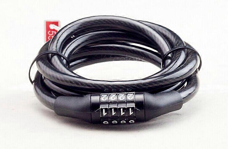 Bicycle Lock Combination Lock 4-digit Code Steel Cable Password Lock Black