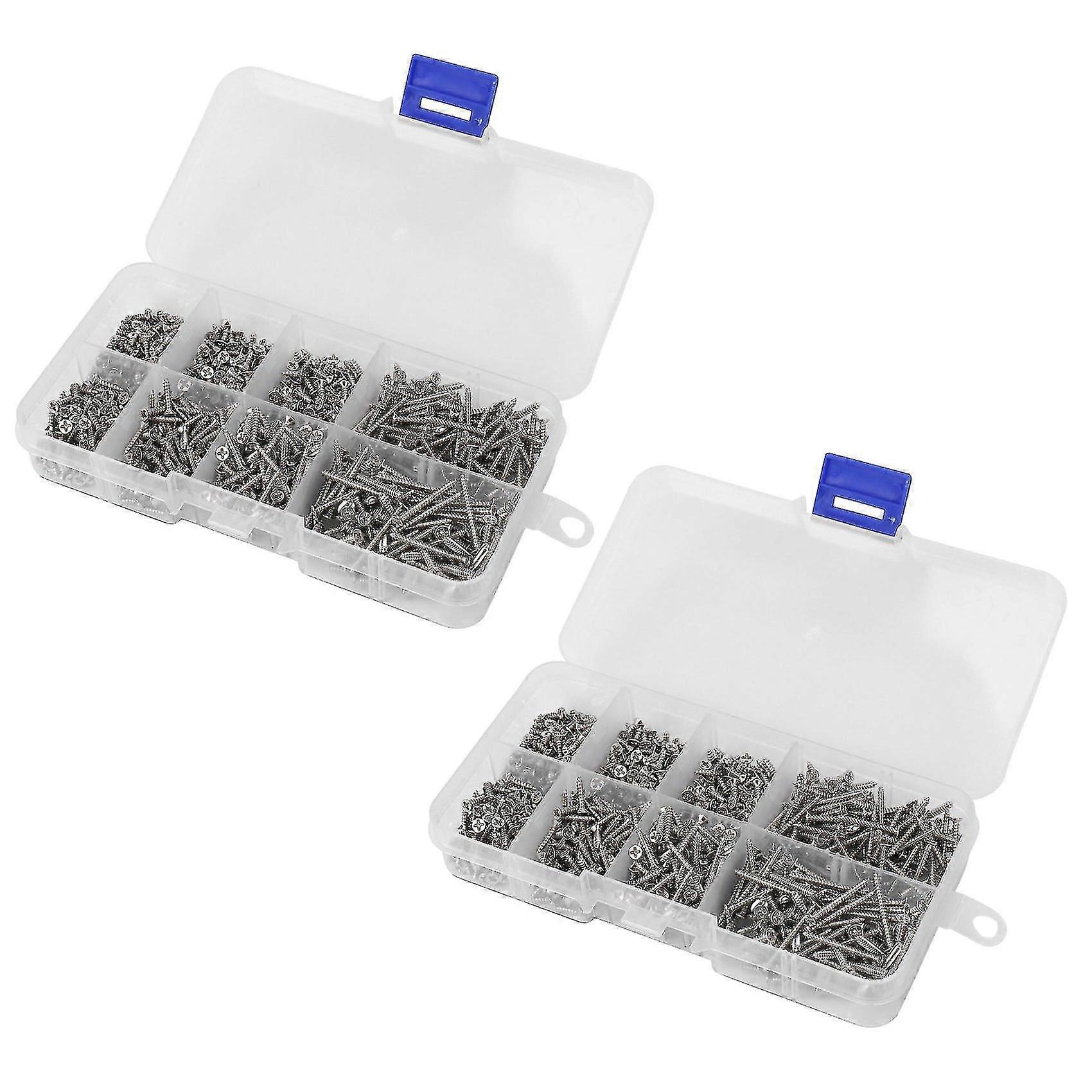 800pcs Self Tapping Screw Kit Lock Nut Wood Thread Nail Screw Sets M2