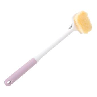 Long Handle Foot Cleaning Brush: Double Sided Soft Bristles Bath Foot Scrub Brush Purple - Gentle Exfoliating Feet Washer for Elderly