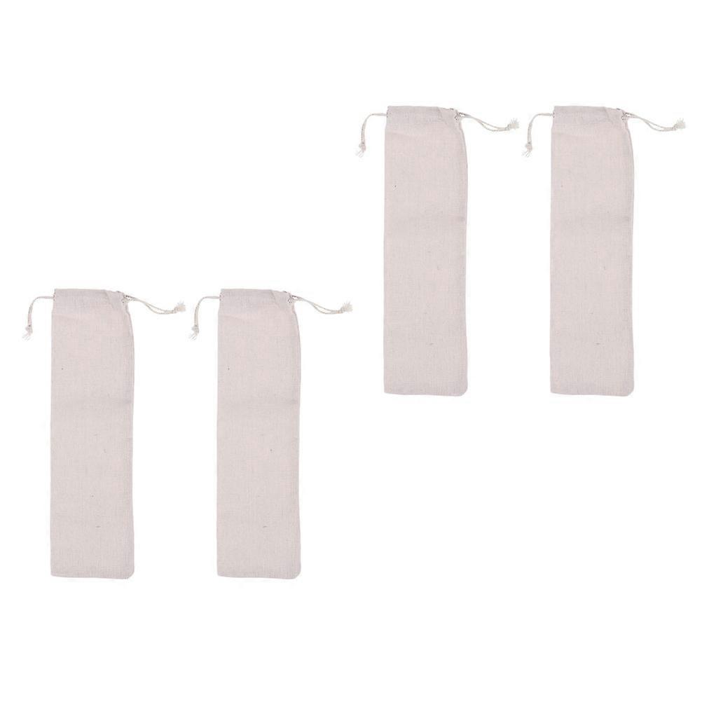 4st rostfritt stål dricksugrör bärväskor förvaringsväskor (beige)