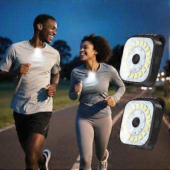 2 Pack Rechargeable Clip on Running Lights, 4 Modes LED Flashlight for Night Walking Jogging Biking Hiking Camping