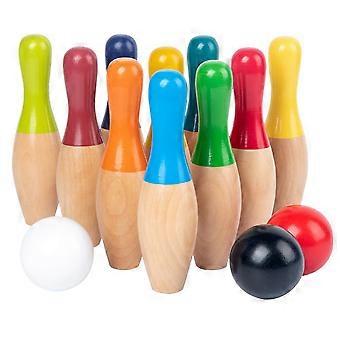 Lawn Bowling Games Wooden Backyard Skittles Yard Game Set with 10 Pins 3 Balls and Mesh Bag for Kids Adults Indoor Outdoor,New 2026