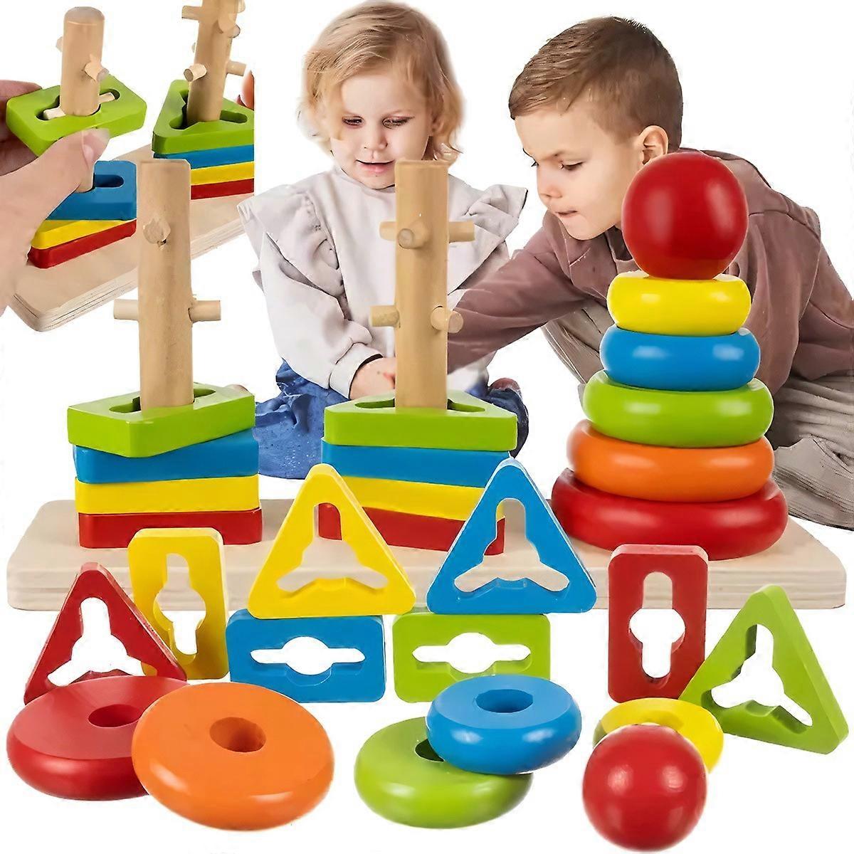 Stacking Toy with Different Shapes in Wood