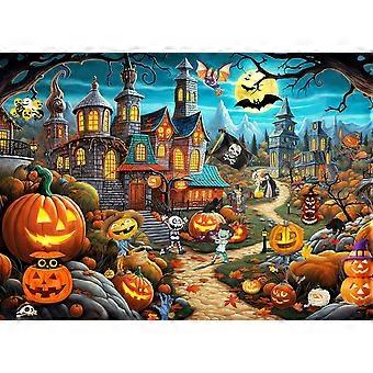 Quebra-cabeça de Halloween para Adultos - Castelo de Abóbora de Outono - Quebra-cabeça de Casa Assombrada de Terror - Quebra-cabeças AZQ1216