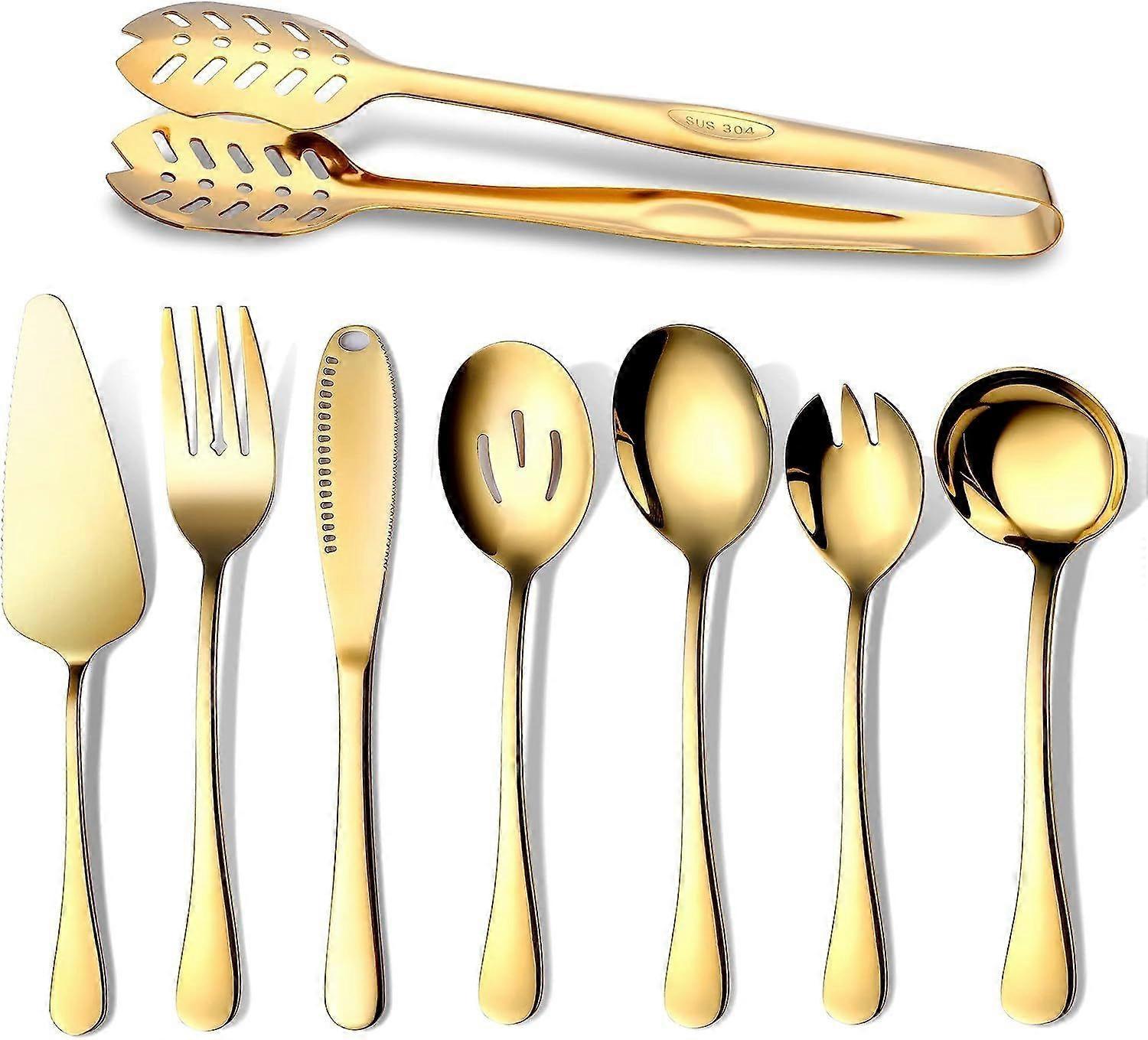 Gold-colored tableware set, 8-piece stainless steel tableware set