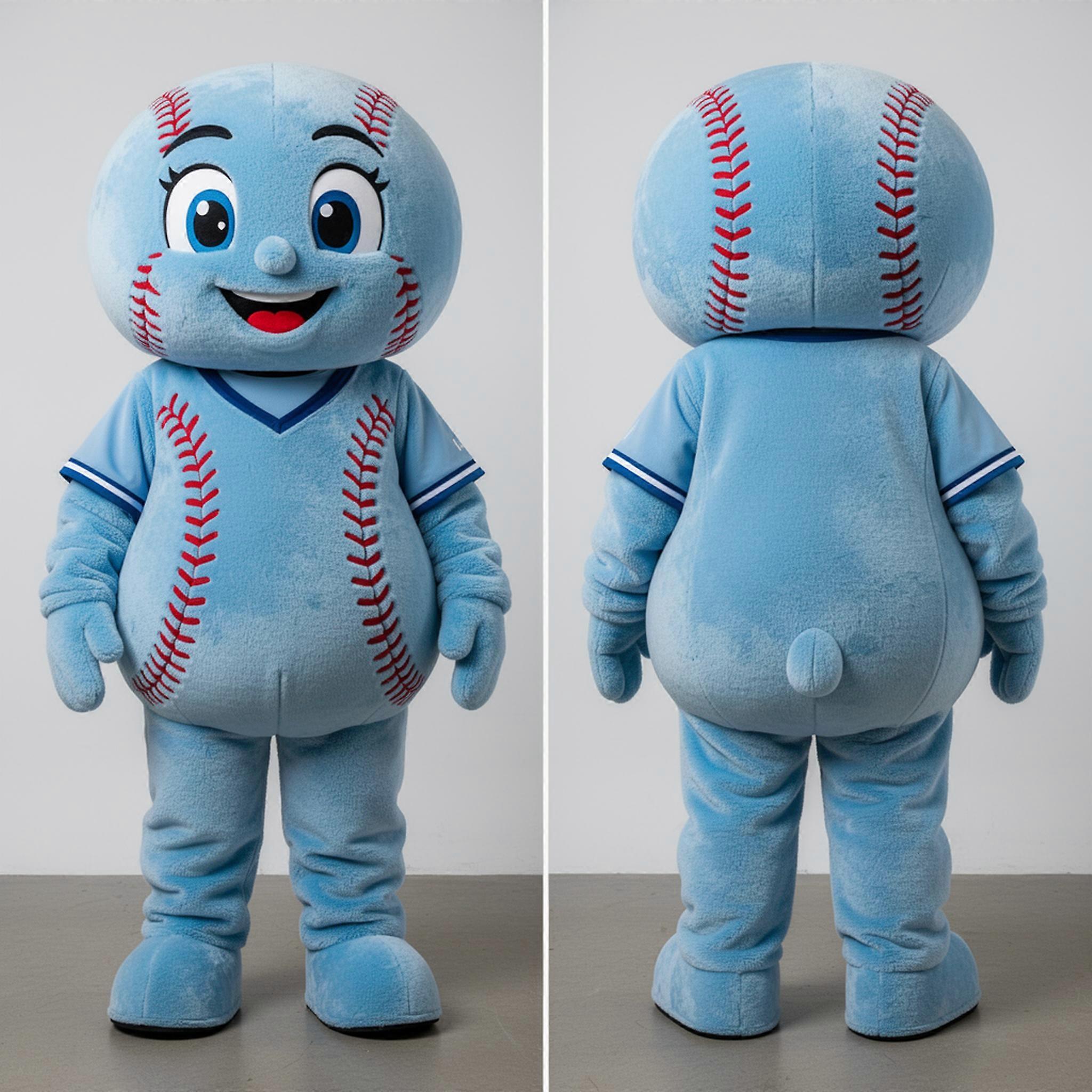 MASTICOT Sky Blue Velvety Baseball Ball Mascot