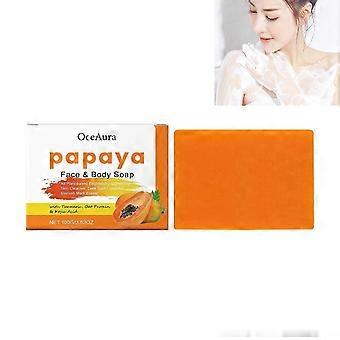 Papaya Soap Face & Body Wash, Skin Brightening Papaya Soap Bar, Reduce Dark Spots, Acne, Cleanse Scars & Even Skin Tone, Turmeric, Kojic Acid & Essent