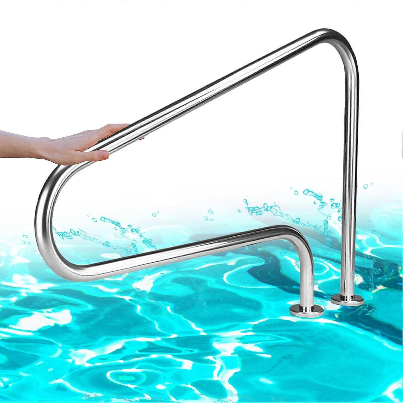 Ergonomic Rustproof Inground Pool Handrail with Curve Grip, Easy Installation, 250lbs Load Support