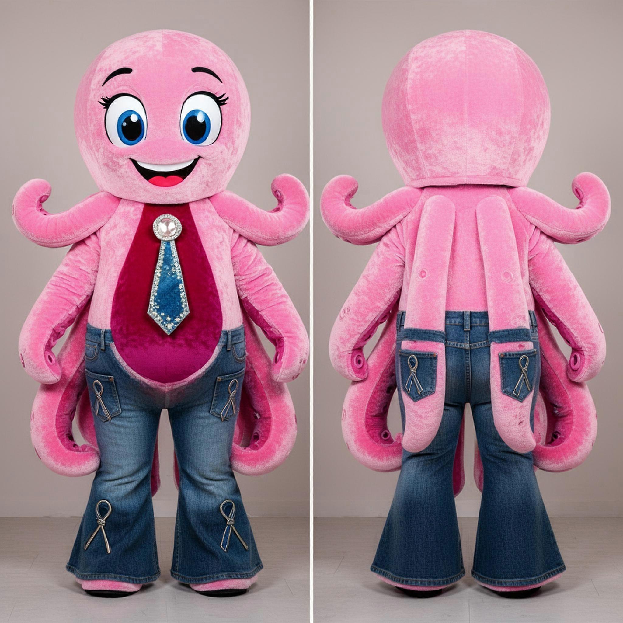 MASTICOT Pink Velvety Octopus Mascot
