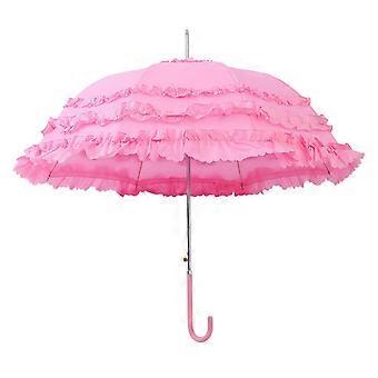 Lace Parasol Umbrella with UV Protection, Windproof Stick and Elegant Lace for Wedding or Bridal Shower