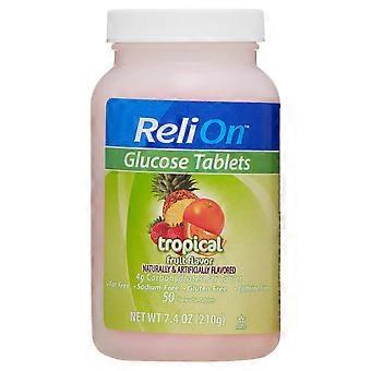 ReliOn Glucose Tablets Tropical Fruit Flavor 50 ct
