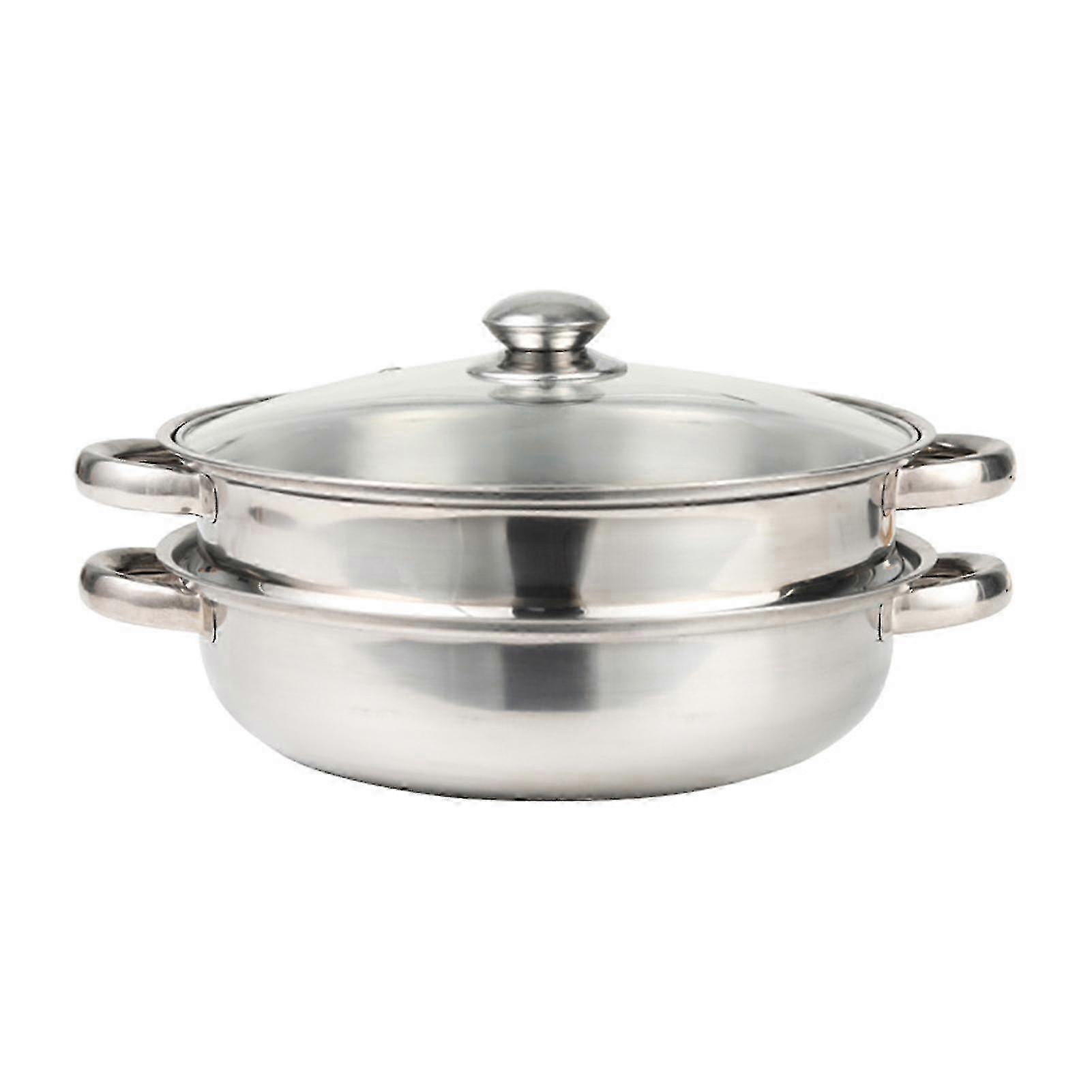 Compact 28cm Stainless 2-Tier Steamer