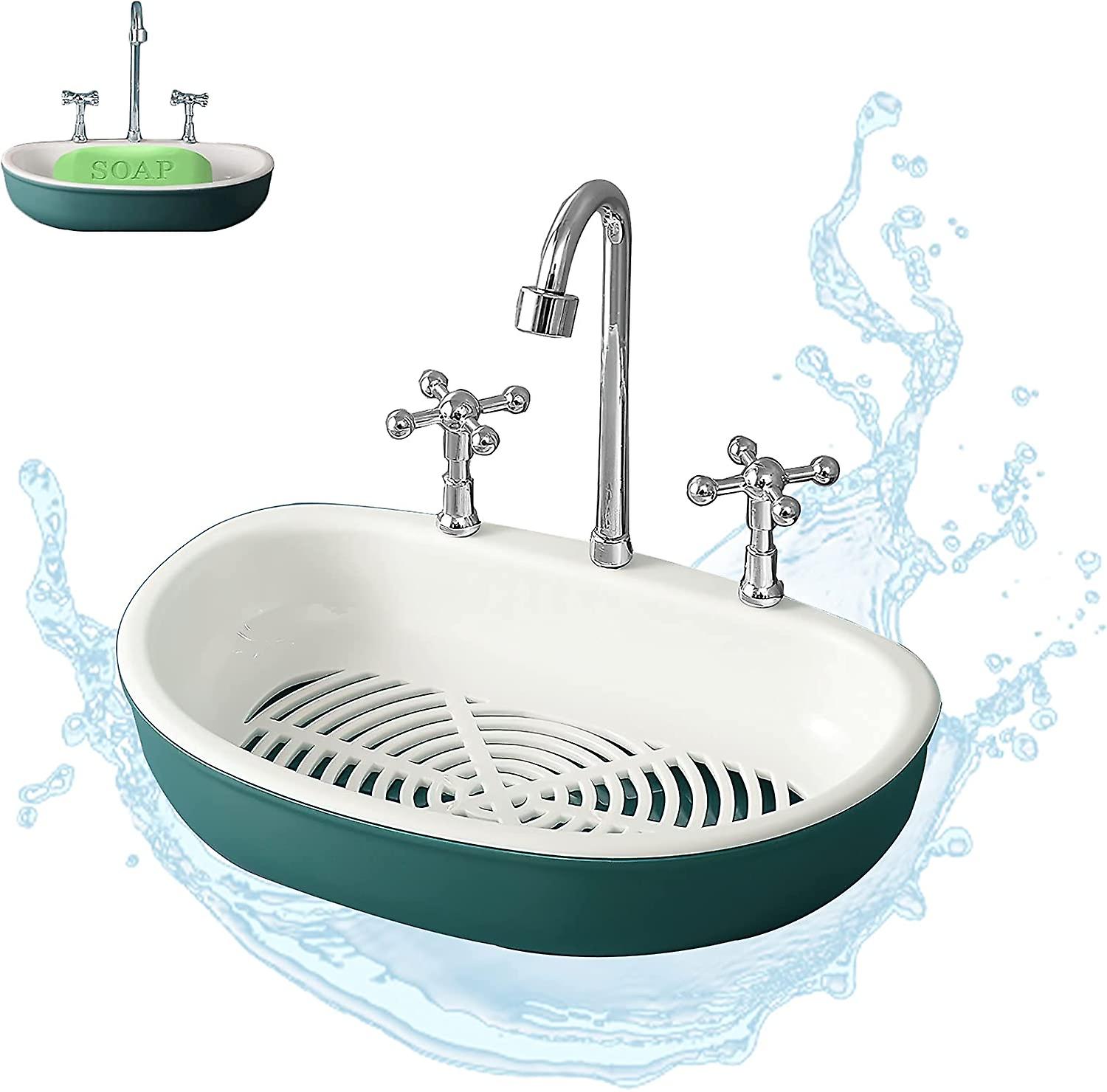 Soap Dish Holder Faucet Shape with Suction Cup Drain Removable, Not Perforated, Easy to Clean, Dry, Stop Soap from Sticking, Toilet Bathroom Drain Hol
