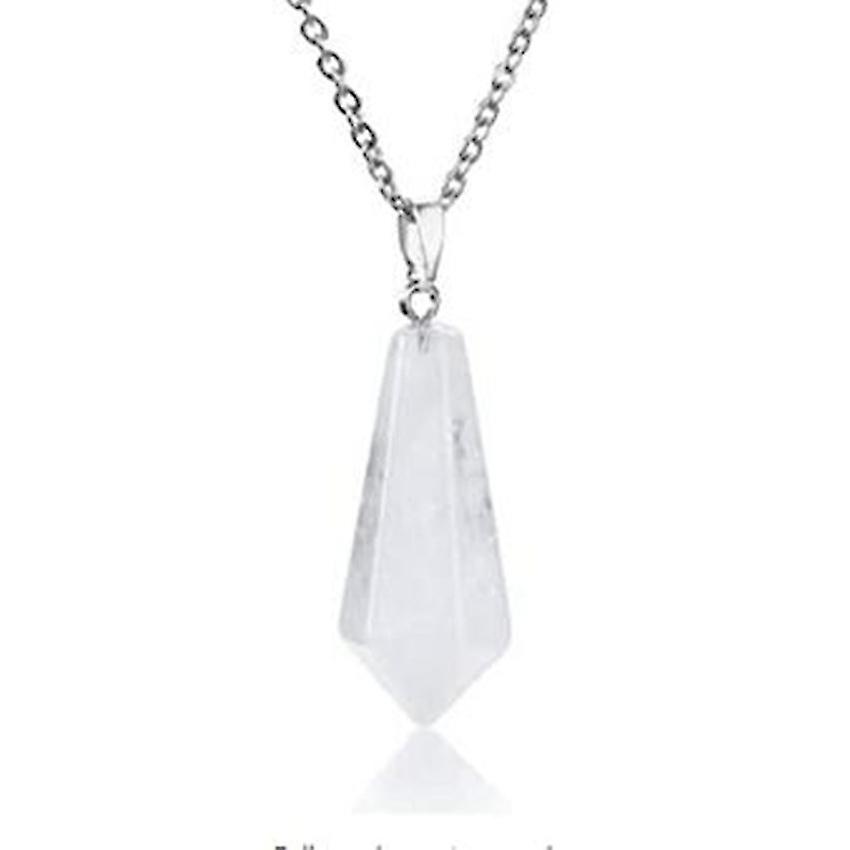 Natural Chakra Healing Crystal Stone Pendant Necklace Reiki Charged Pointed Pendulum Necklaces, 12 Facet