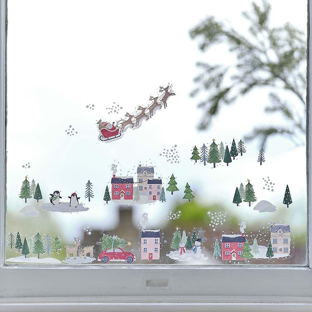 Christmas Scene Window Stickers | Santa Home Shop Display Decals Decoration