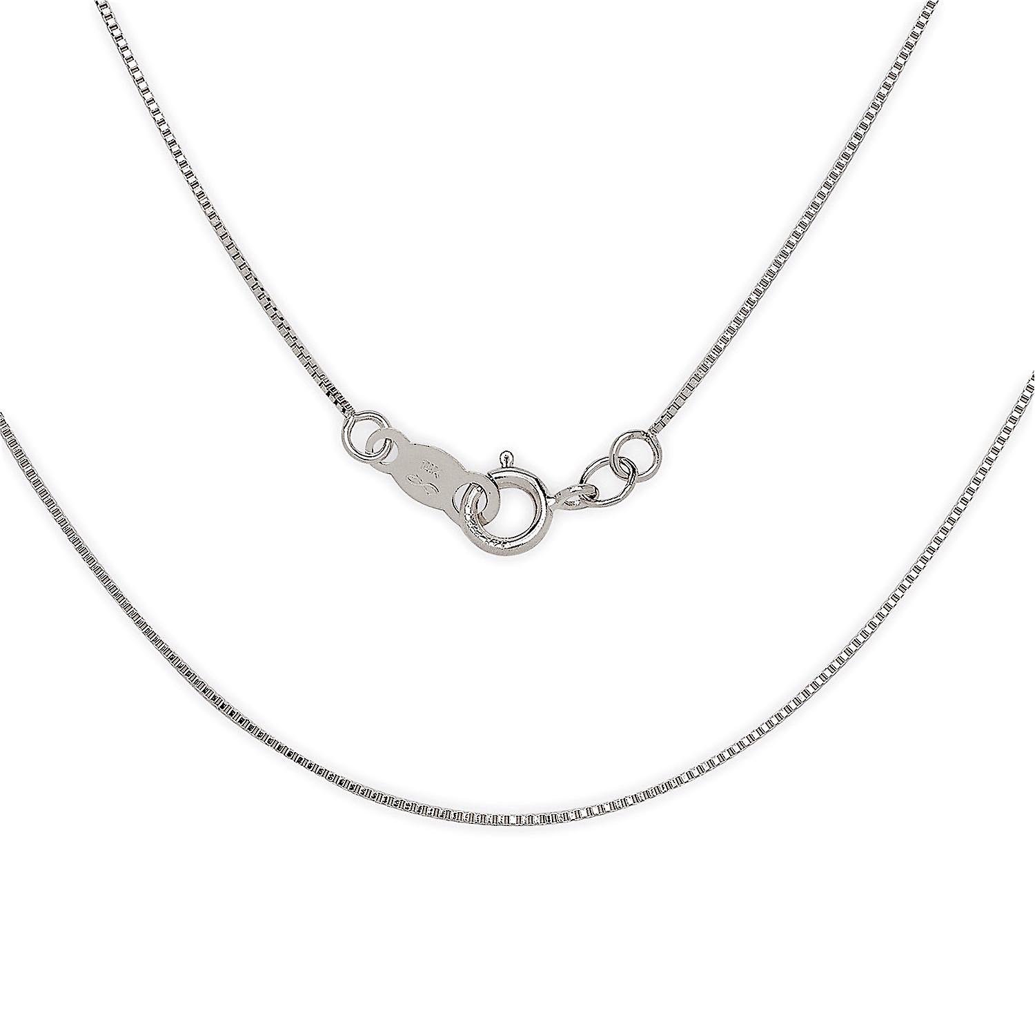 14Kホワイトゴールドボックスチェーンペンダントネックレス20インチチェーン-女性と男性のためのネックレス