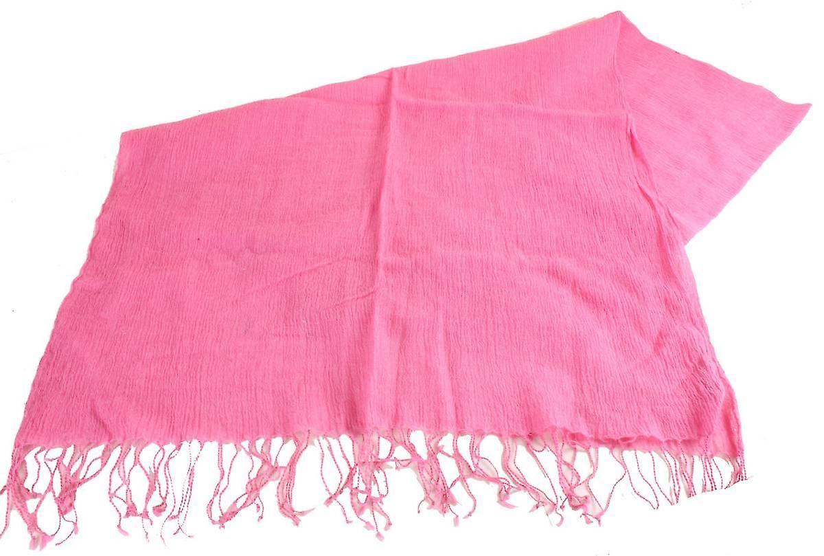 バッサン ・ ブラウン (無地) グリーンウッド テクスチャ スカーフ - ピンク