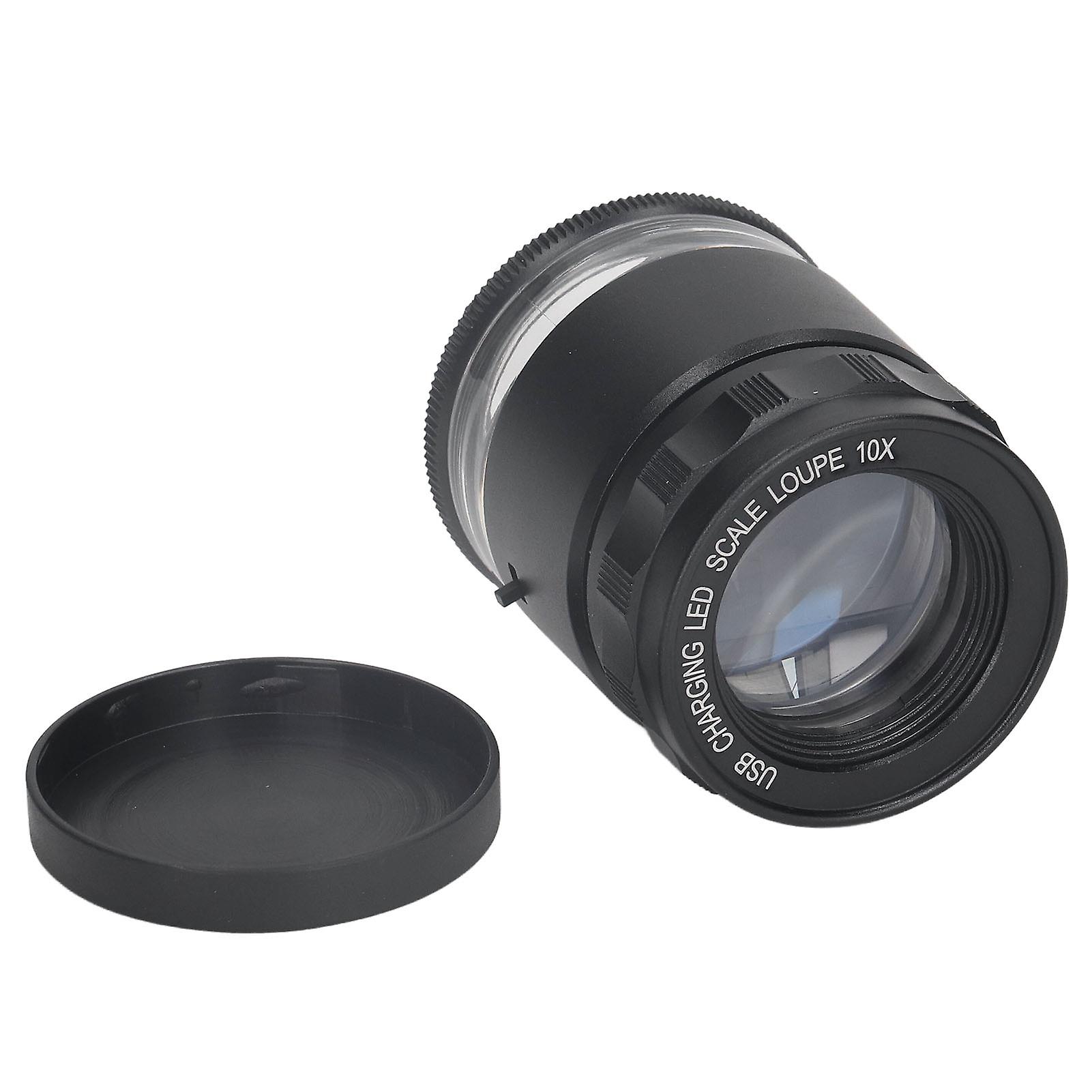 Φωτιζόμενος μεγεθυντικός φακός κοσμηματοπωλείου με 6 LED, 10X επαναφορτιζόμενος μεγεθυντικός φακός LED πεδίου 28 χιλιοστών για κέρματα