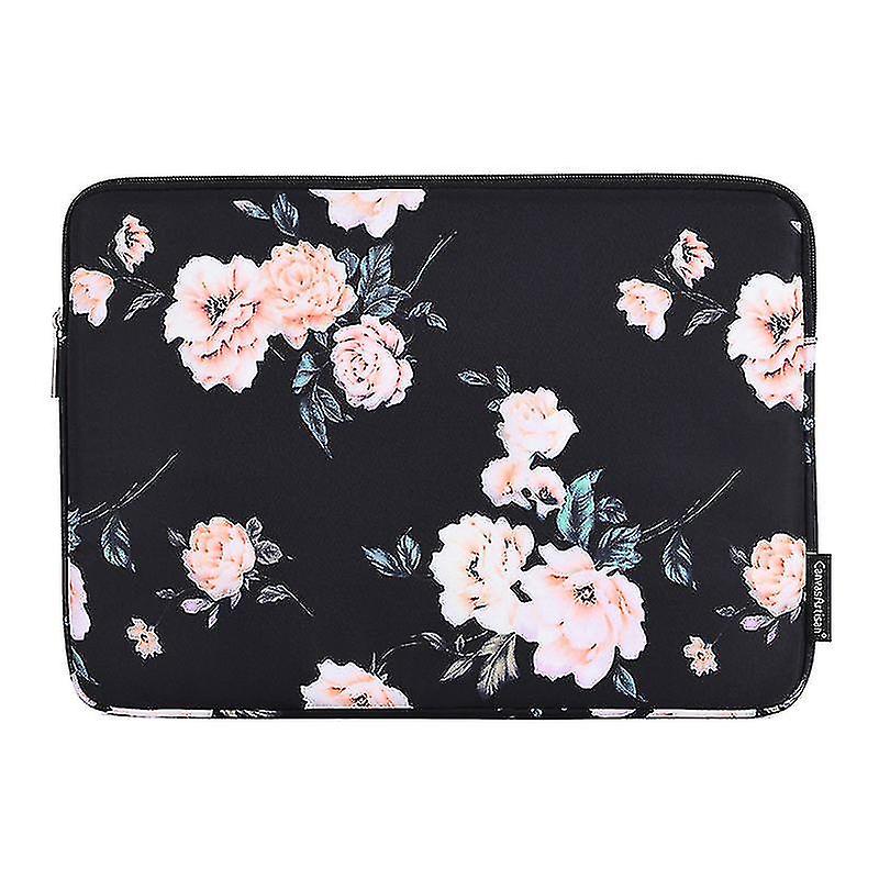 Canvasartisan H42 01 Flower Printed Ultra Slim Protective Laptop Sleeve Computer Notebook Bag Black/