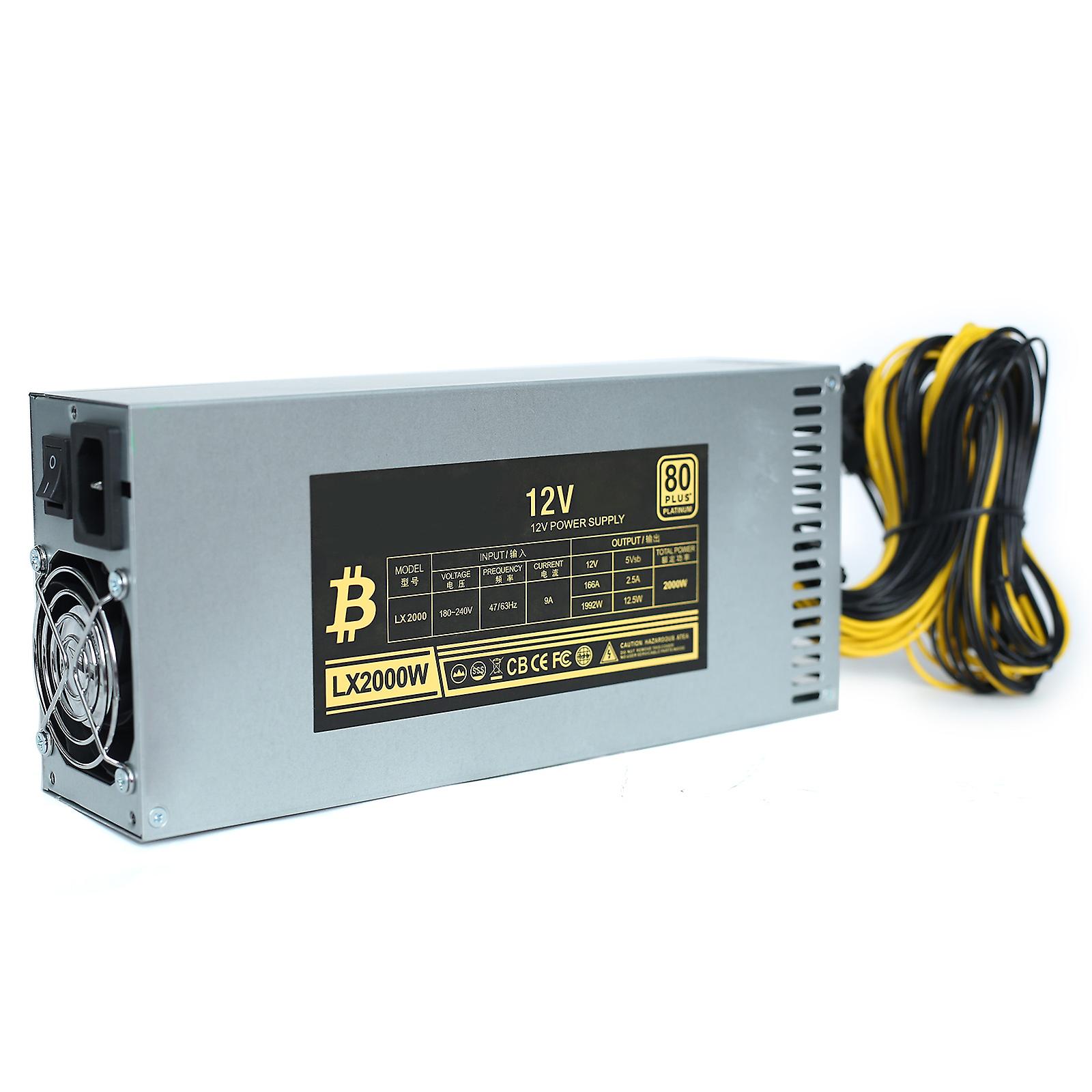 BTC Mining Netzteil Quelle 2000W PSU 180-260V ATX GPU ETH für Bitcoin Miner