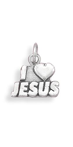 925 Sterling Silver Oxidized I Love Religious Faith Inspiration Jesus Charm-Oxidized I-Love-Jesus 18.5mmx13.5mm Pendant