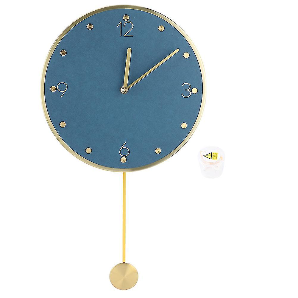 Simple Modern Swing Clock with Pendulum Wall Clock Decor for Home Office Decoration Blue