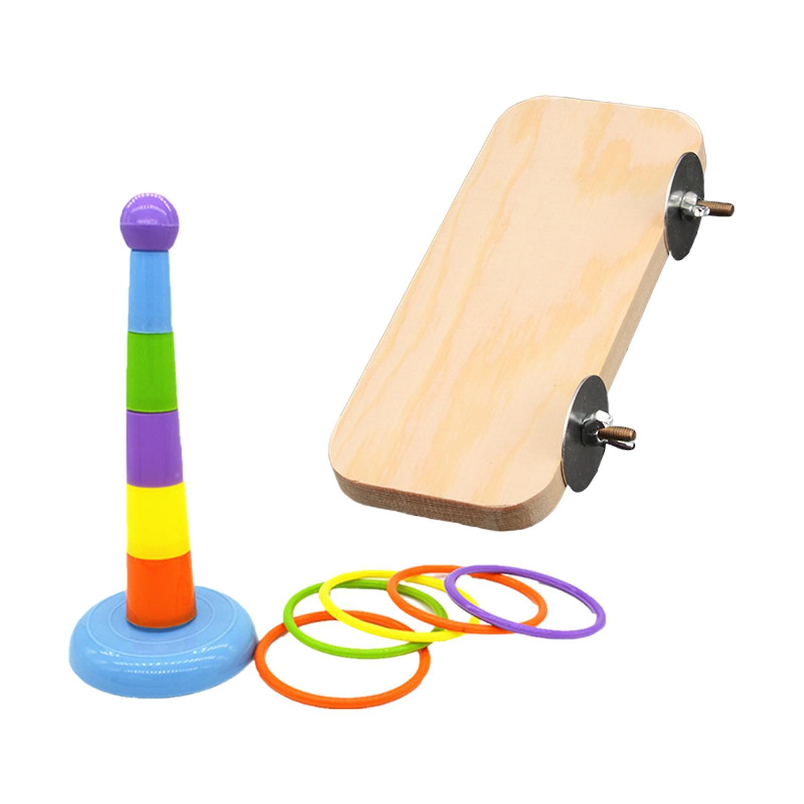 Parrot Stacking Ring Toys Birds Rectangular Springboard for Conures Parakeet