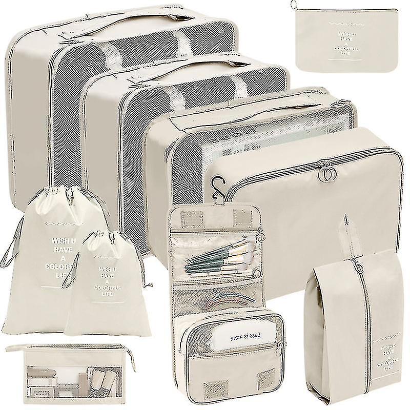 Suitcase Organizer Set With 10 Packing Cubes Suitcase Organizer Set Beige
