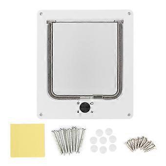 4 Way Rotating Switch Controllable Flexible Switch Pet Lock Flap Door for Pet Cats(White)