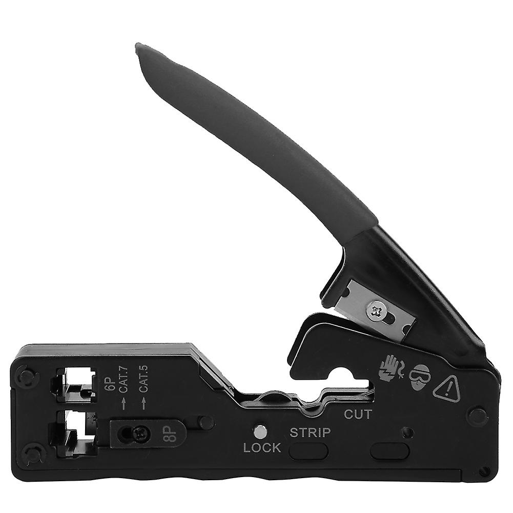Network Crimper Plier, Network Wire Crimper Stripper, Network Plier Cable Cutter Crystal Head Crimping Tool for CAT-5 CAT-6 CAT-7(Black)