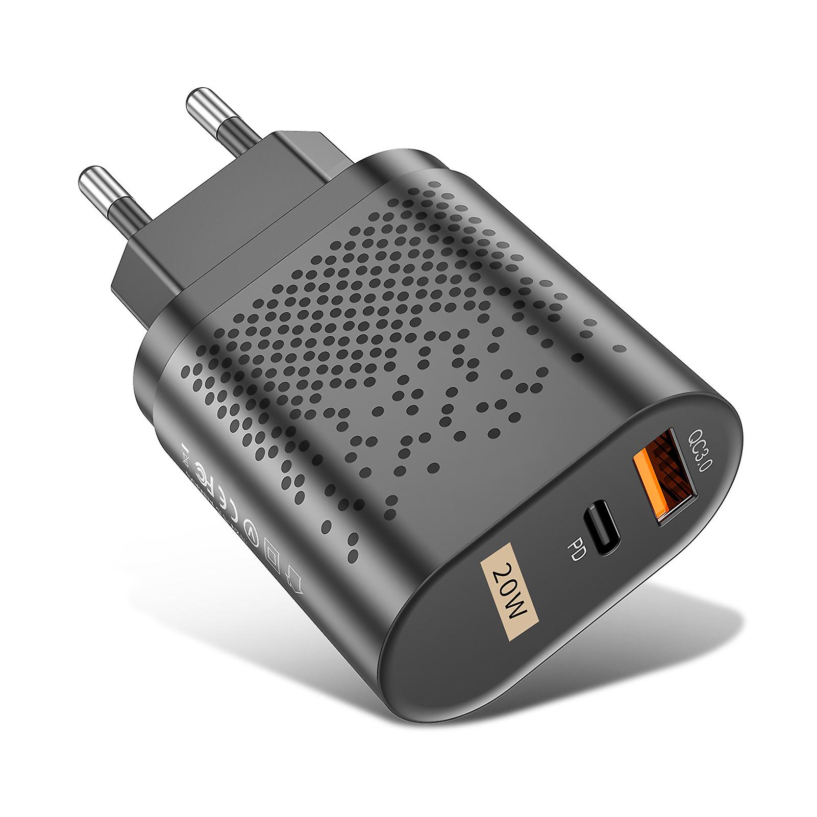 QC3.0 PD 20W Dual Port Charger for iOS 13/12 - Fast, Compact, and Durable Adapter