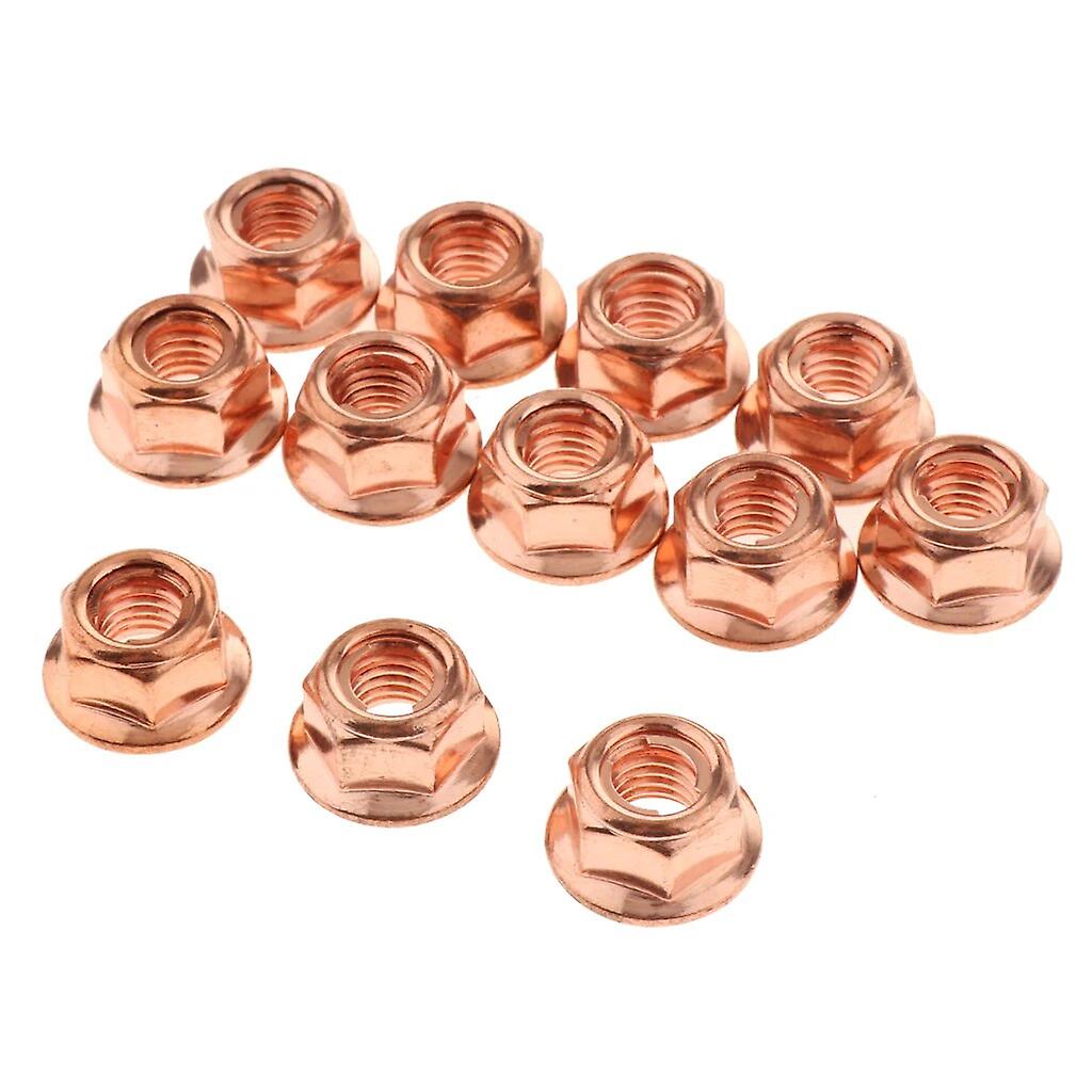 12X M8 COPPER FLASHED EXHAUST MANIFOLD NUT 8MM NUTS HIGH TEMP for~52789