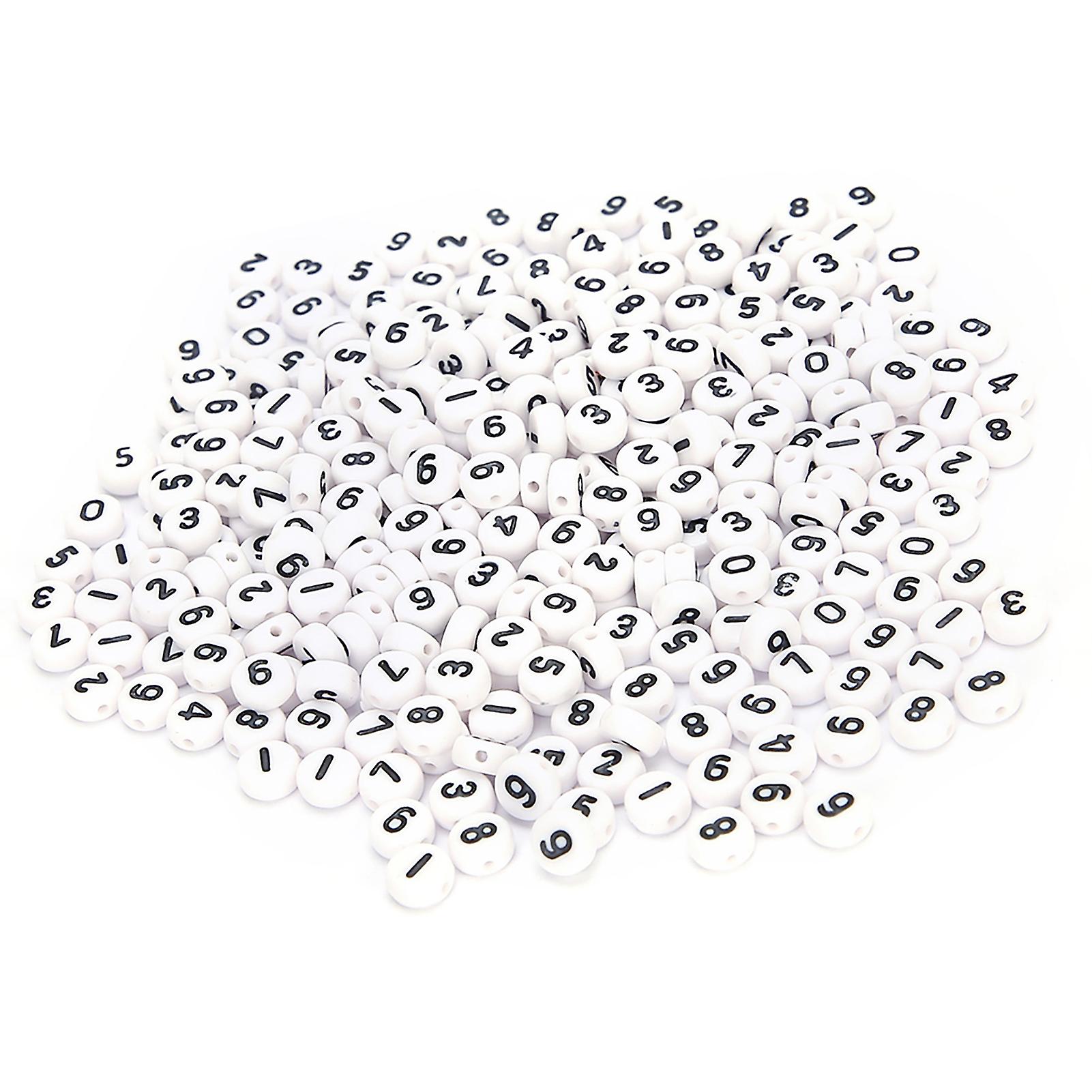 500PCs Acrylic Beads DIY Handmade Bead Jewelry Accessories Number 0-9 for Craft Collection