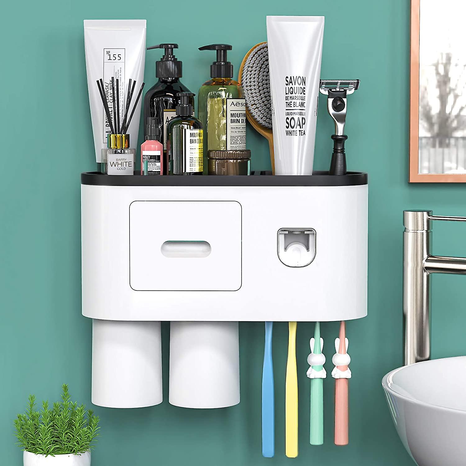 Bathroom toothbrush holder wall-mounted automatic toothpaste dispenser-electric toothbrush