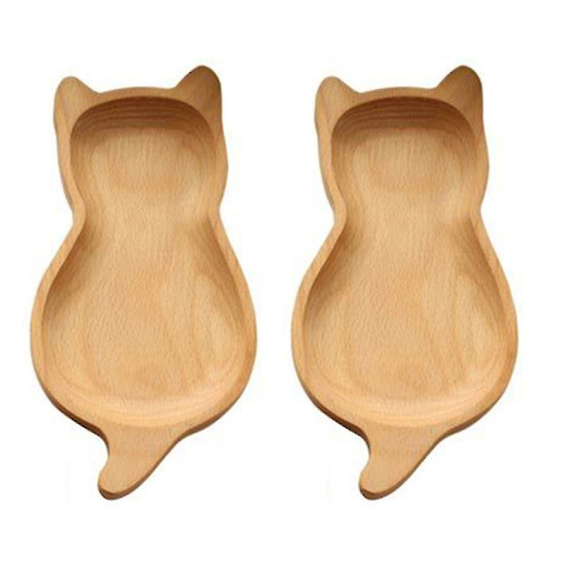 2pcs Wooden Cat Shape Plate