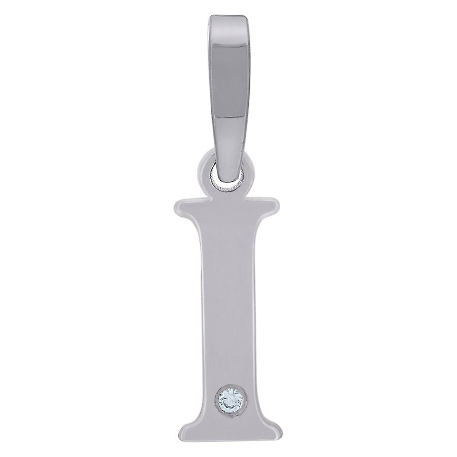 925 Sterling Silver Unisex Cubic Zirconia Plain Letter Name Personalized Monogram Initial Alphabet I Charm Pendant Neckl