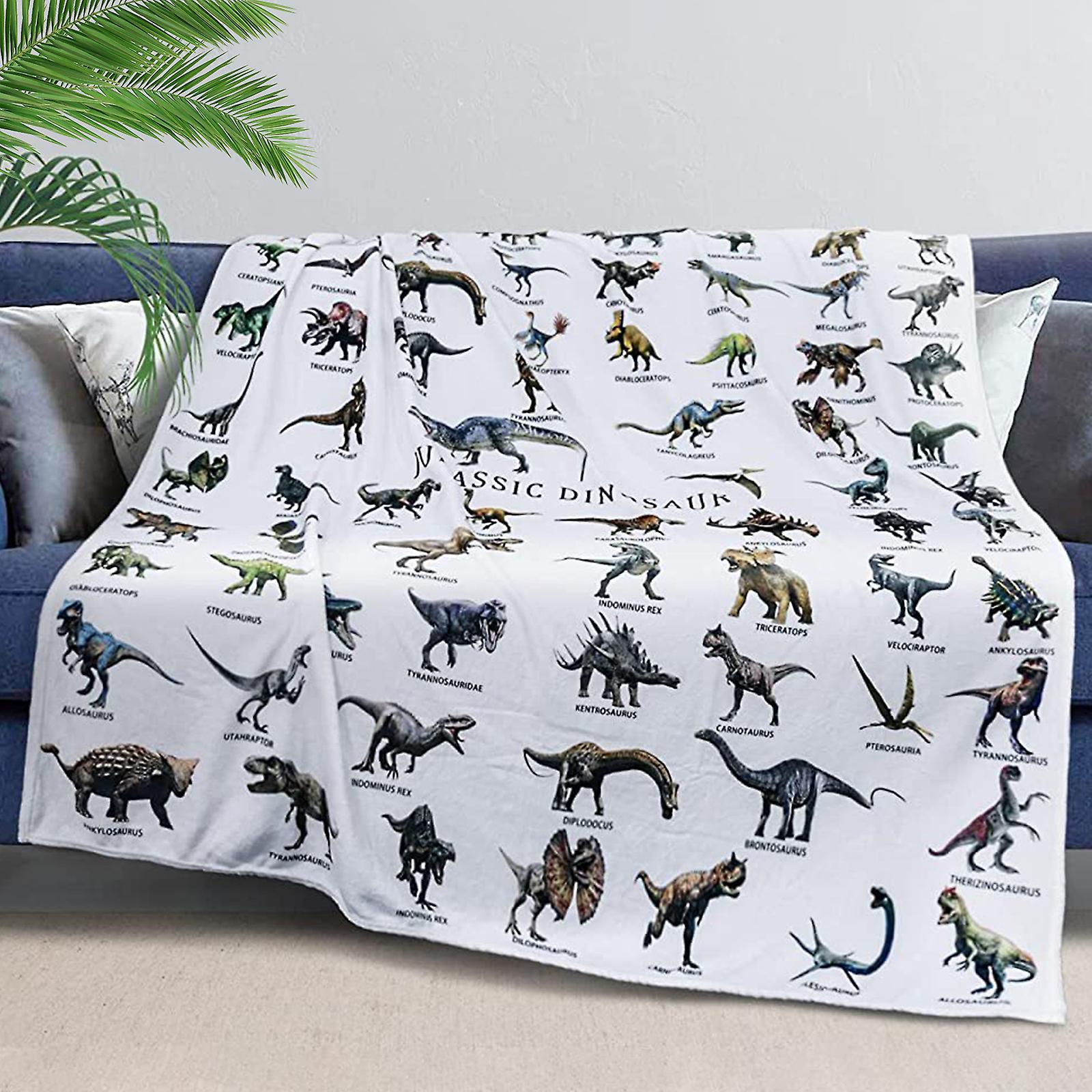 Kids Blanket Machine Washable Dinosaur Pattern Soft Plush Blanket for Sofa Bed