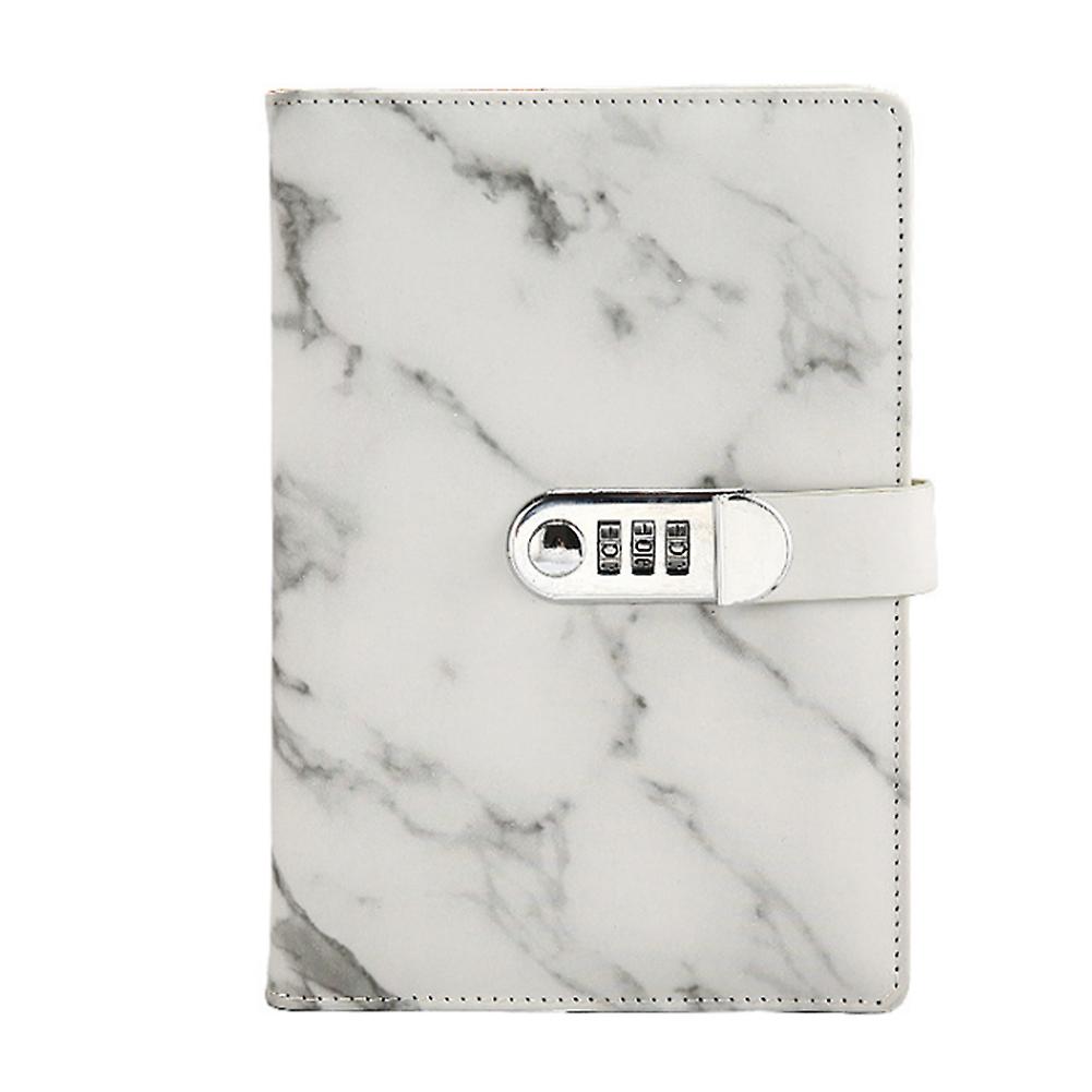 A5 Business Stationery Diary Note Book Office Writing PU Leather Journal Wired Bookmark Marble Pattern Portable With Code Lock