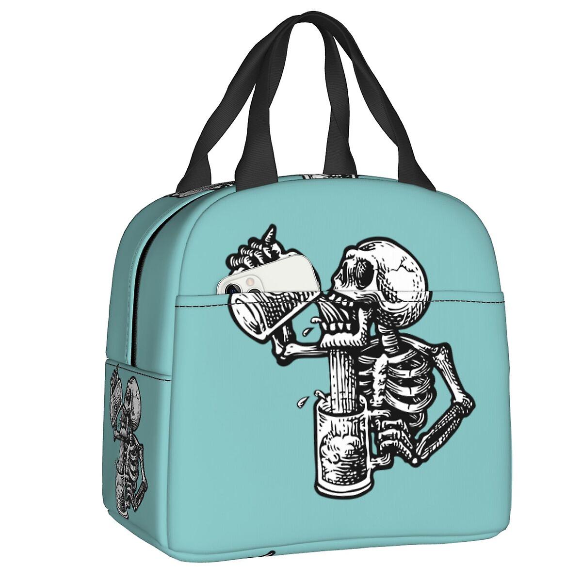 Drunk Skull Termisk isolert lunsjpose Kvinner Resuable Lunsj Tote For utendørs piknik Multifunksjons Matboks