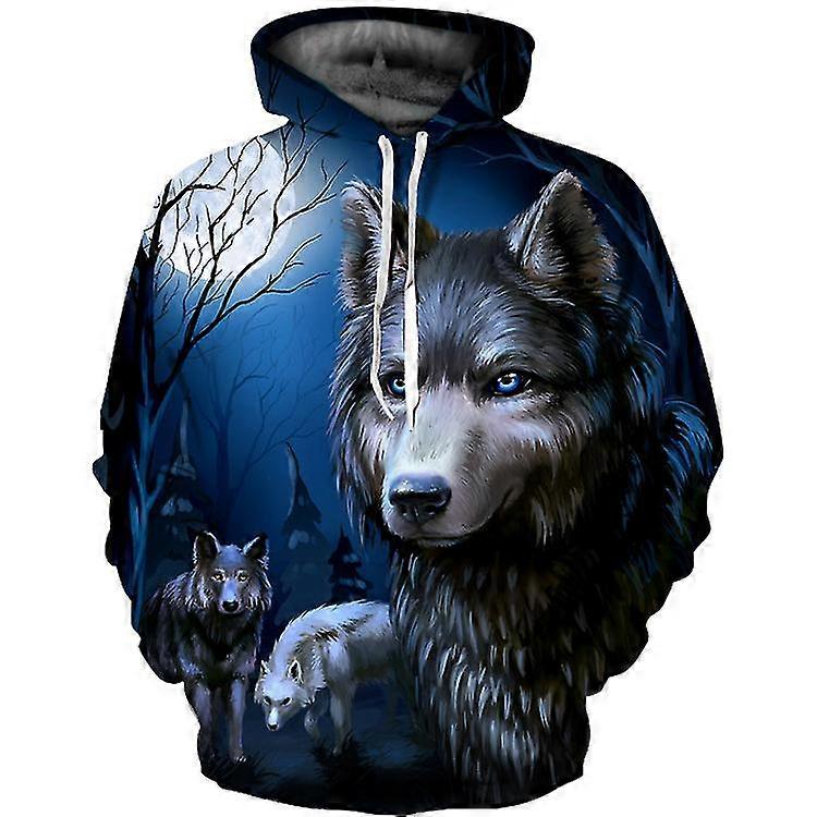 Wolf 3d Digital Print Par Hettegenser Høst / vinter Adult Jacket