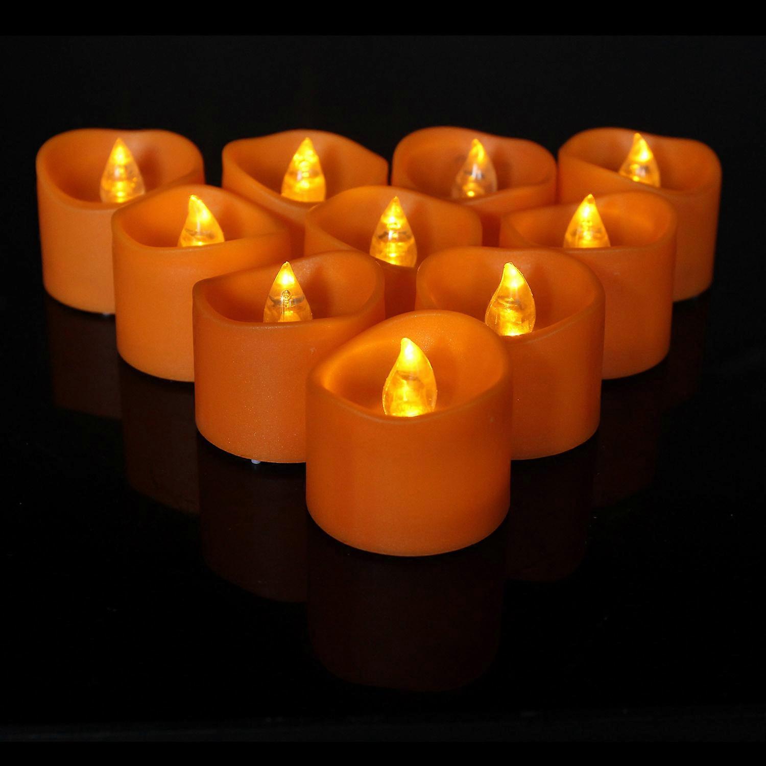 12 Pack LED Lights, Small Flickering Orange Tealight Candles