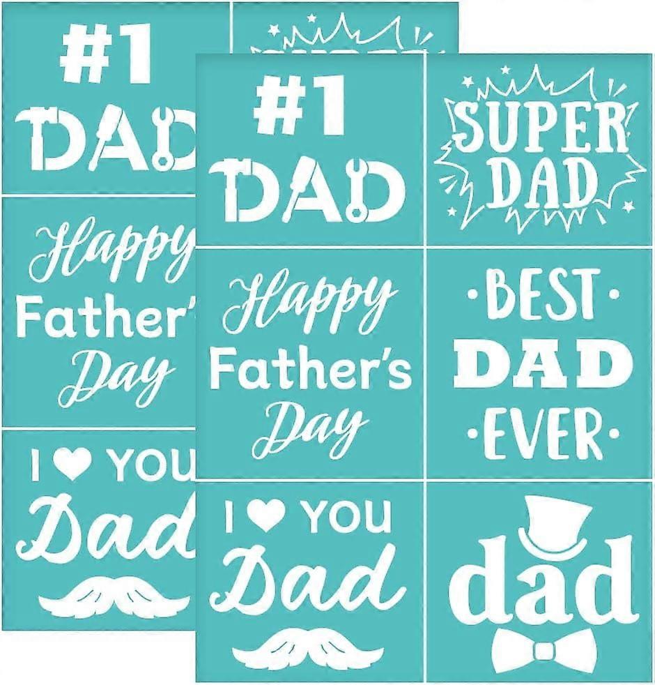 2Pcs Self-Adhesive Silk Screen Printing Stencil Father's Day Theme Silk Screen Stencil Best Dad Reusable Mesh