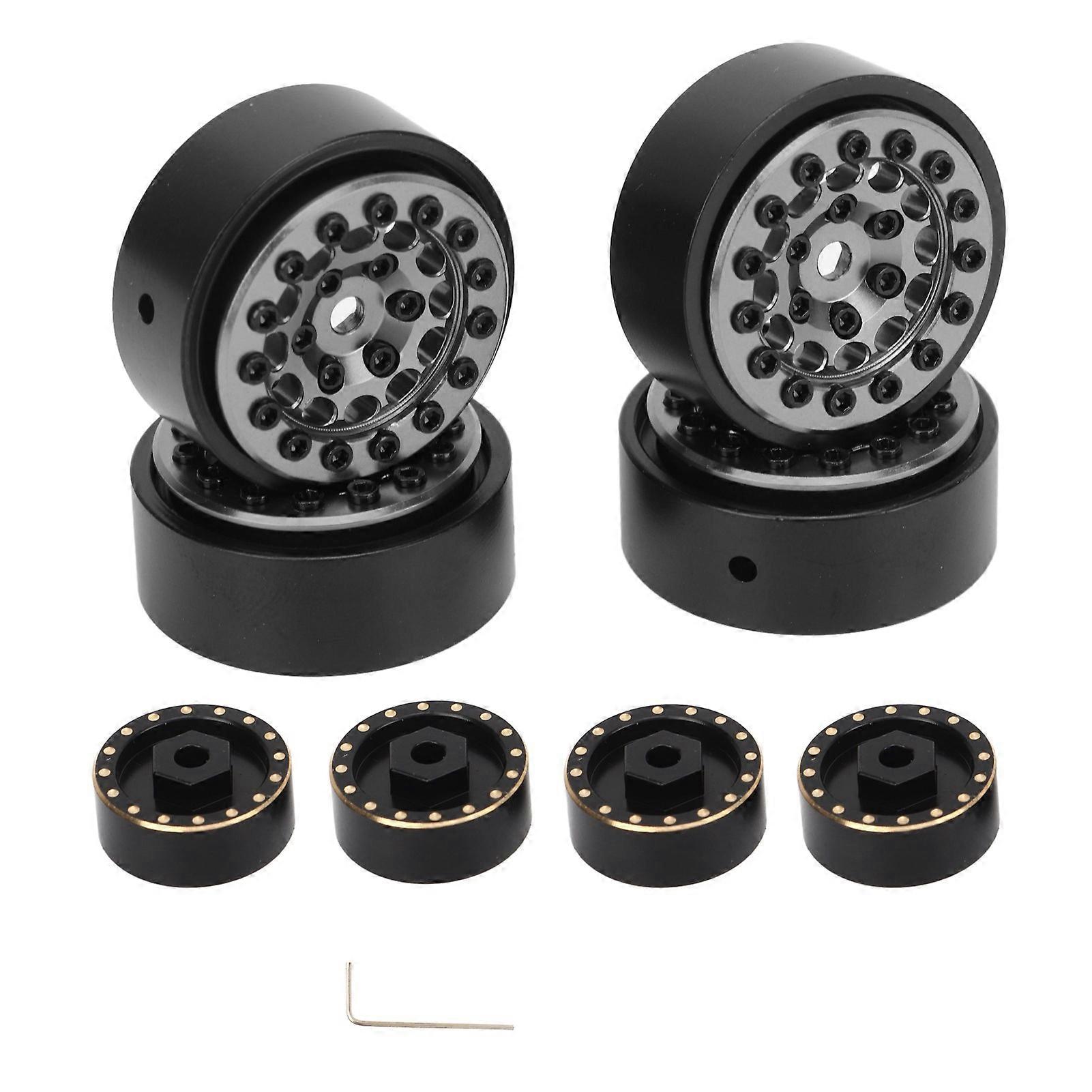 4 stk Rc bilhjul Felger Nav med motvekt 12 runde hull Rc Beadlock hjulfelger for Fms 1/24 Fcx24 Titanium