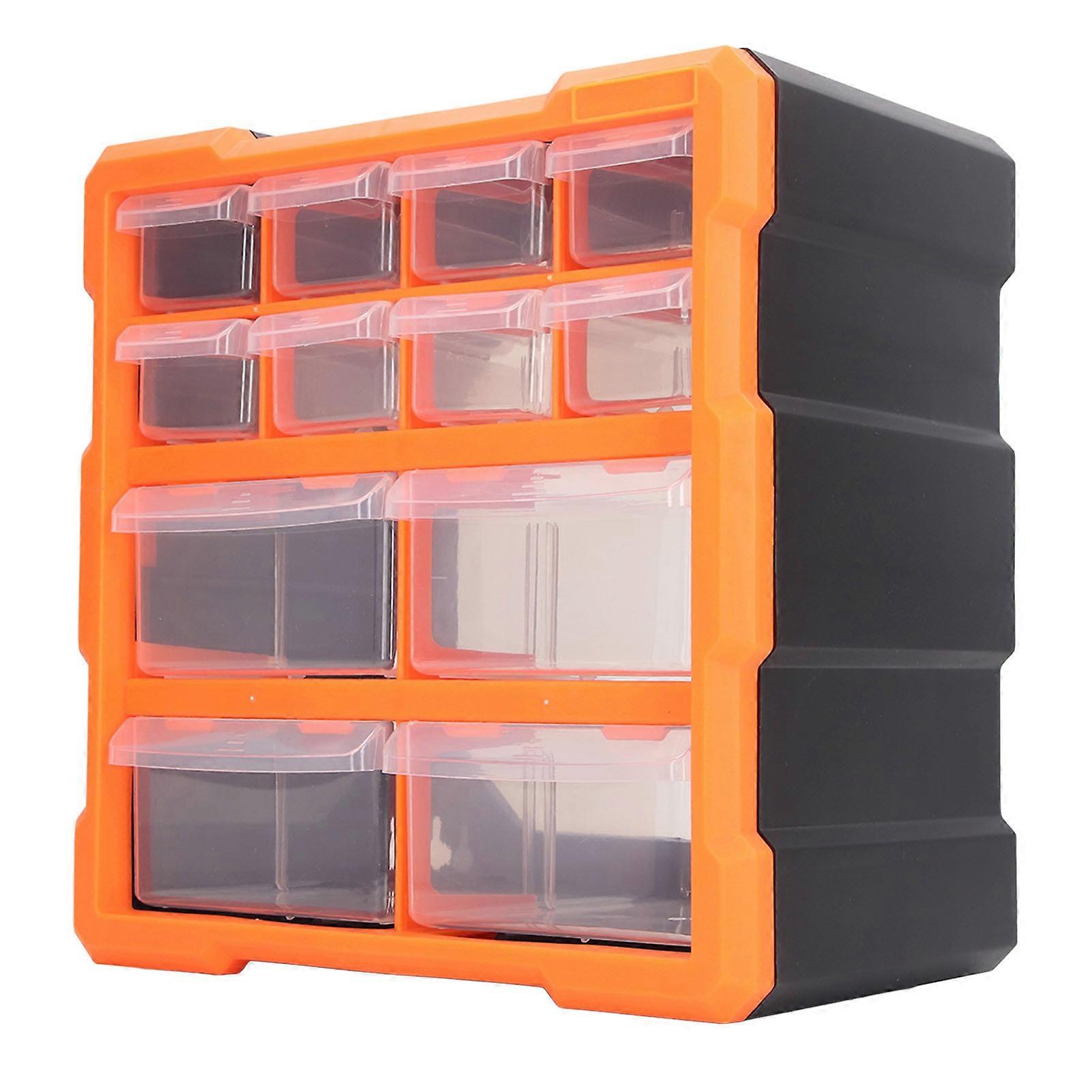12 Drawer Hardware Organizer Office Stationary Craft Translucent Drawer Workshop Screw Storage Box Container