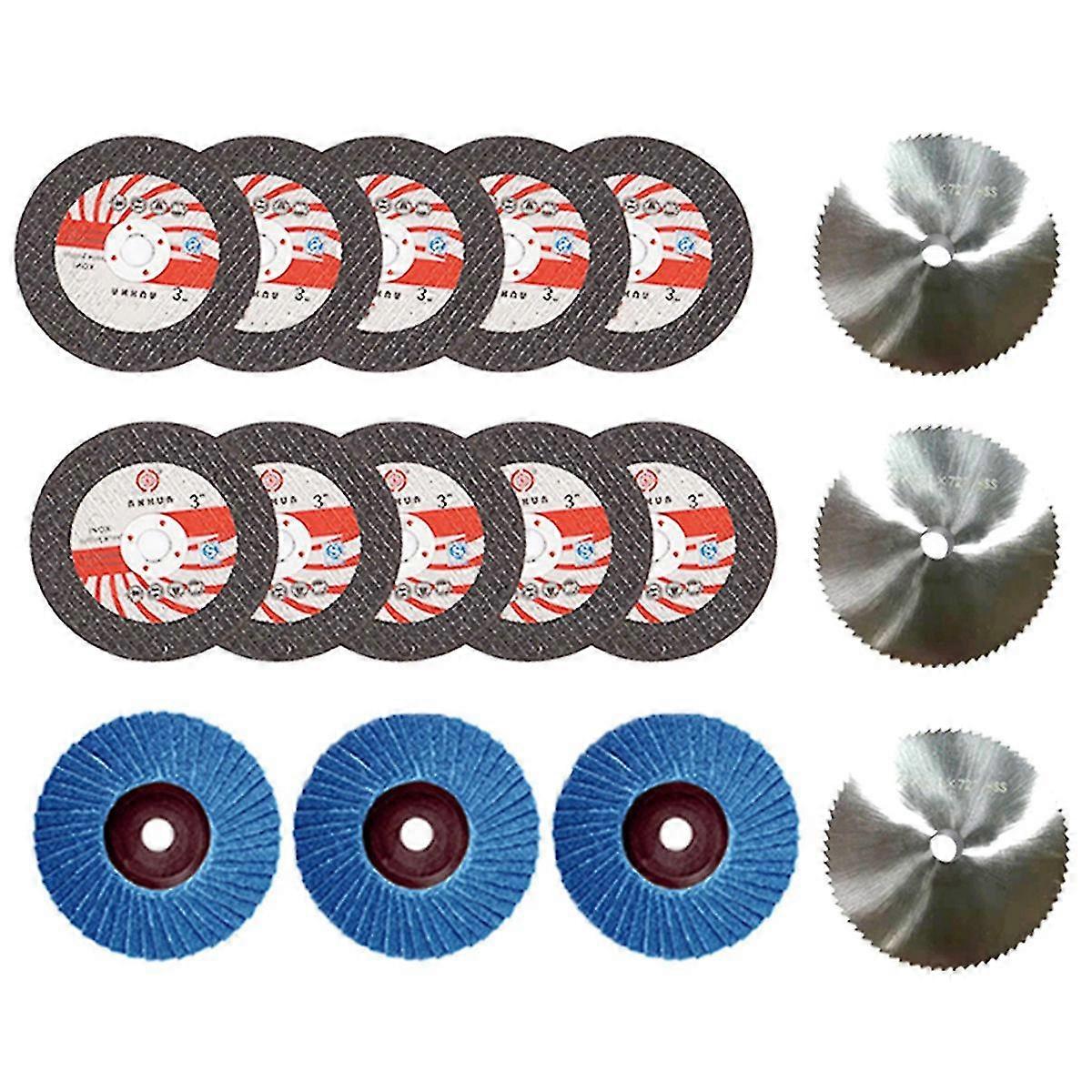 16 قطع 75X10Mm زاوية طحن عجلة مجموعة الخشب المعادن قطع القرص HSS كربيد تلميع ورقة ل 12V