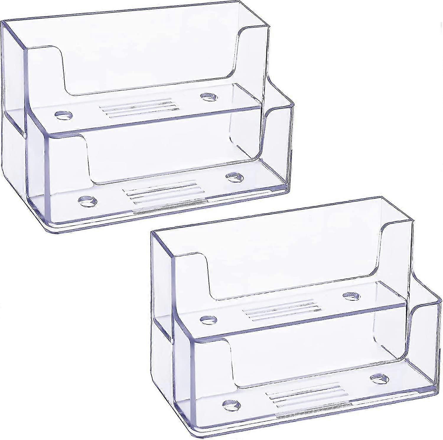 2 Pack klare Visitenkartenhalter 2 Stufen Plastikkartenständer Organizer