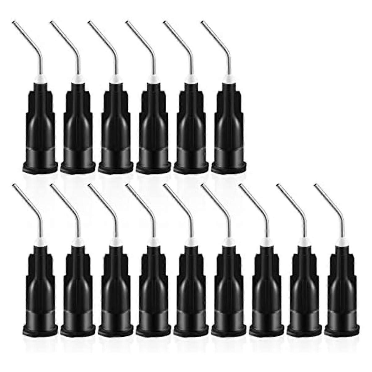 300 Pcs Bent Dispensing Tips Blunt Tip Dispensing Needles Dental Pre Bent Flow Dispensing Needle Tips Black