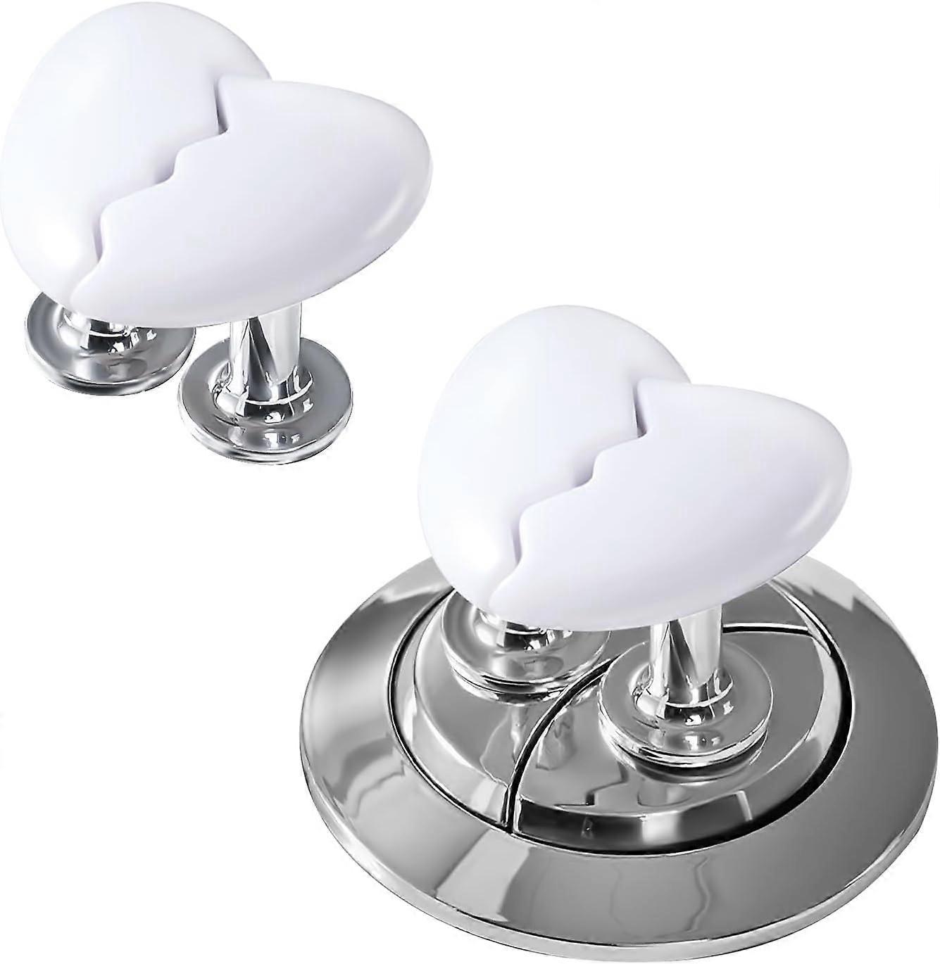 2 pulsanti per WC in plastica, a forma di cuore, per WC, maniglia per cassetto, per camera da letto e cucina, bianco