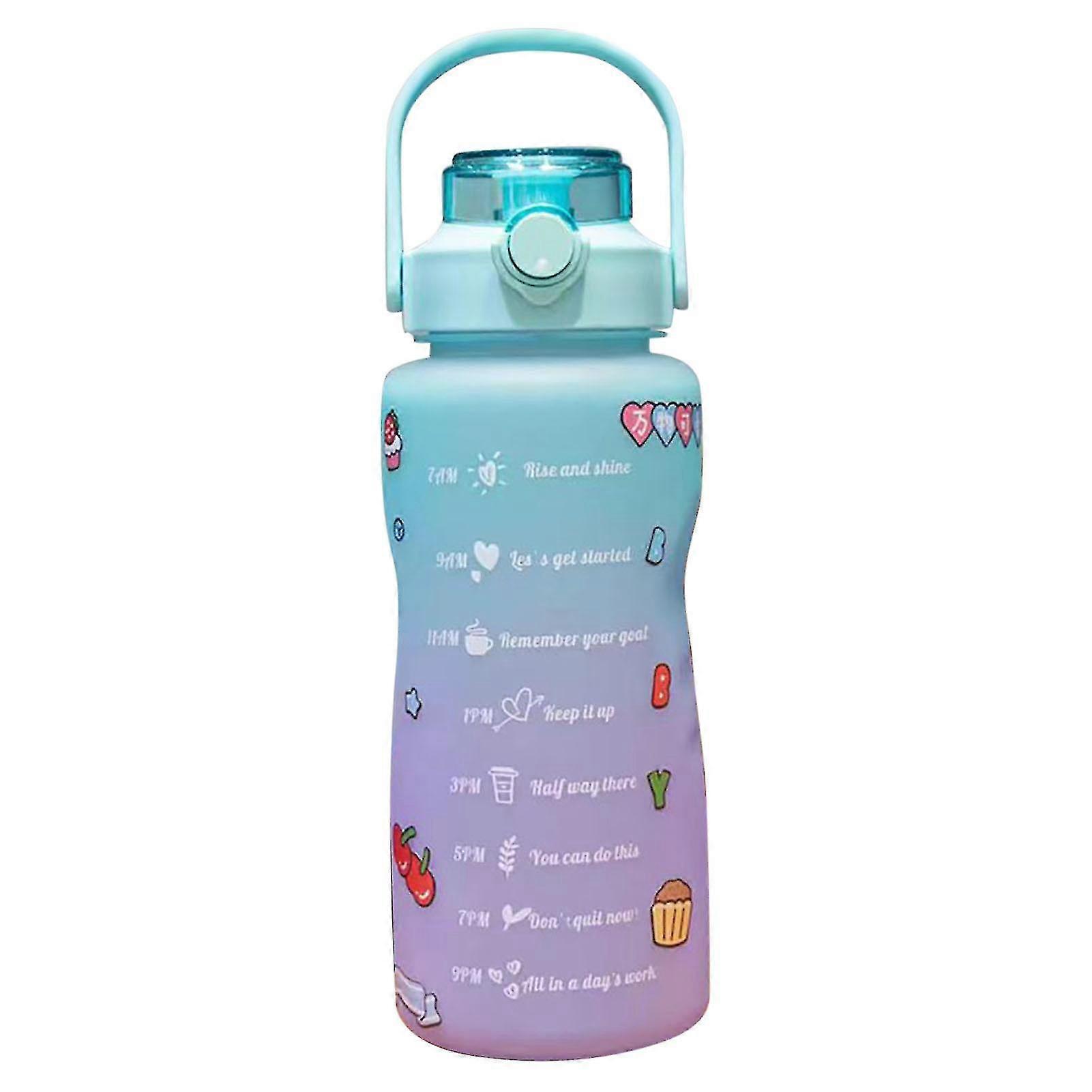 gradient water bottle bpa-free 1.5/2l drinking bottle with straw for fitness-ksize
