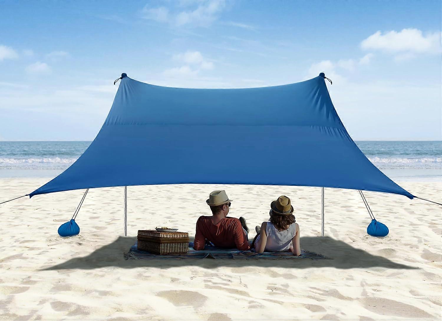 Namiot plażowy, Camping Sun Shelter 10 x 10 stóp, z 4 workami z piaskiem, UPF50+, zawiera łopatę do piasku, kołki uziemiające i słupki stabilizujące, osłonę przeciwsłoneczną Pop Up Beach Canopy